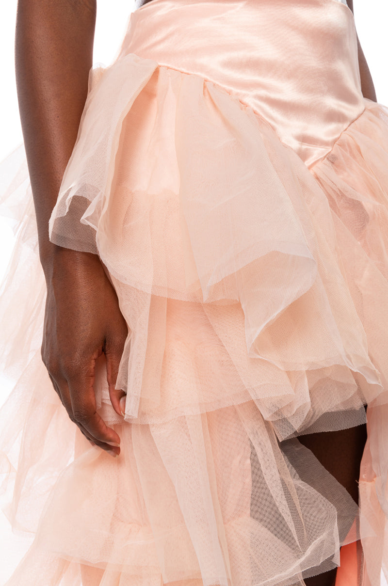 Extra View The Award Show Tulle High Low Skirt In Blush Pink