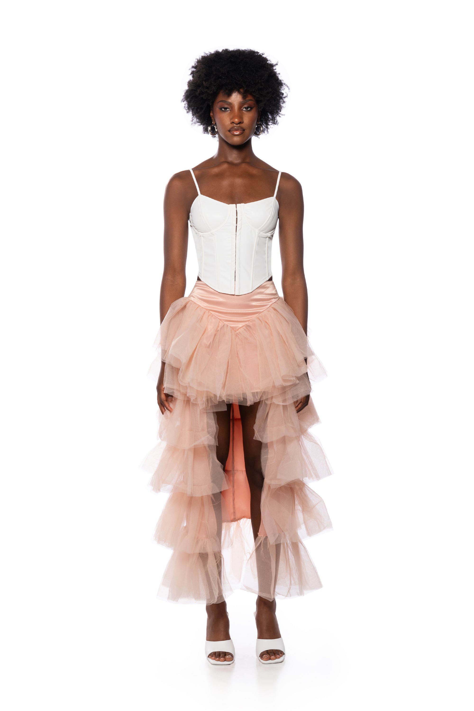 Extra View The Award Show Tulle High Low Skirt In Blush Pink