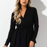 Front View The Best Fit Long Sleeved Mini Dress  in Black