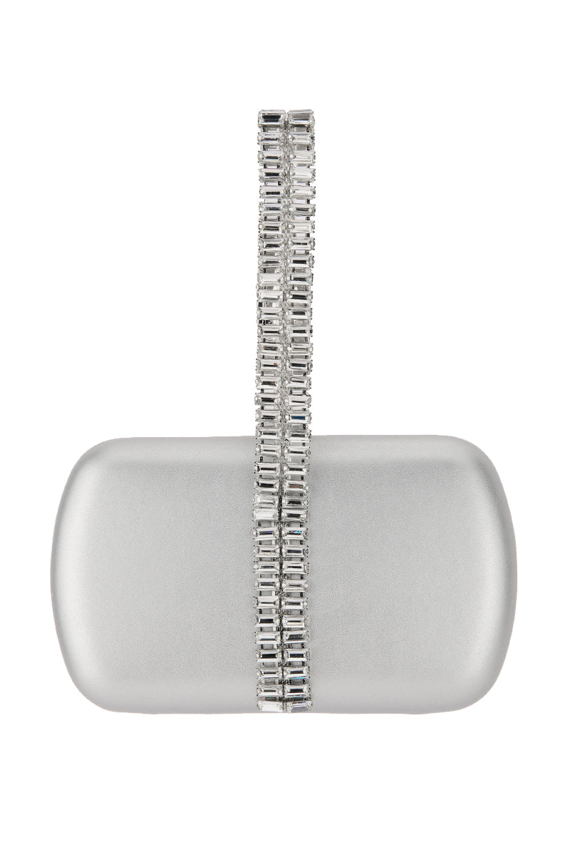 Side View The Best Is Yet To Come Embellished Wristlet In Silver