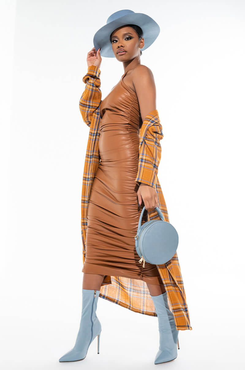 Front View The Best Of Me Mock Neck Midi Dress