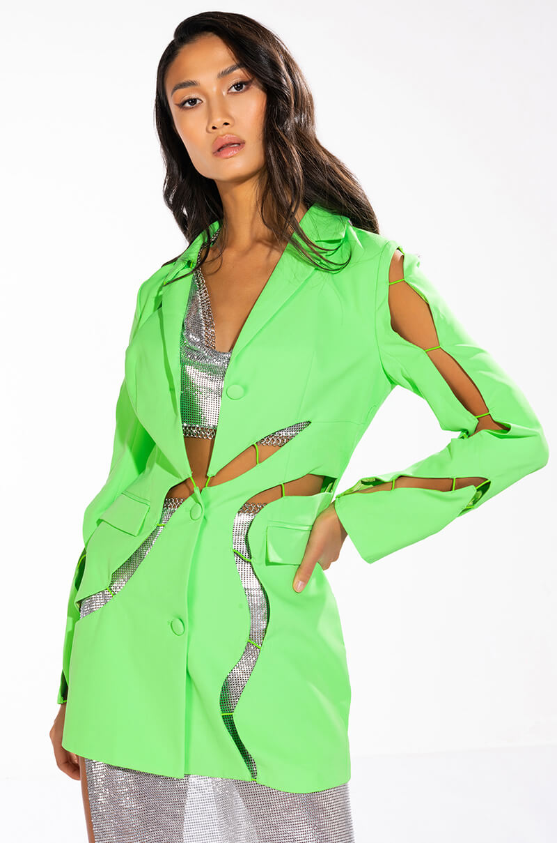 Front View The Best Part Cut Out Blazer