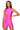 Front View The Cassie Sleeveless Slinky Romper In Fuchsia