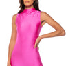 Front View The Cassie Sleeveless Slinky Romper In Fuchsia