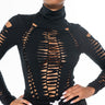 Front View The Cutouts Rib Turtleneck Top