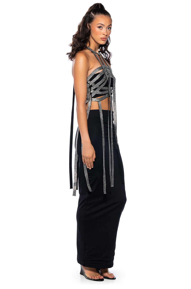 Side View The Edge Rhinestone Embellished Top