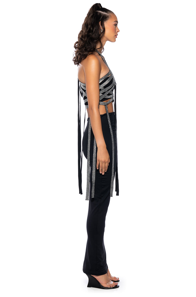Back View The Edge Rhinestone Embellished Top