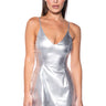 Front View The Great Escape Metallic Silver Mini Dress