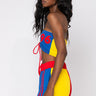 Side View The Heart Breaker Ruched Bandeau Top in Yellow Multi