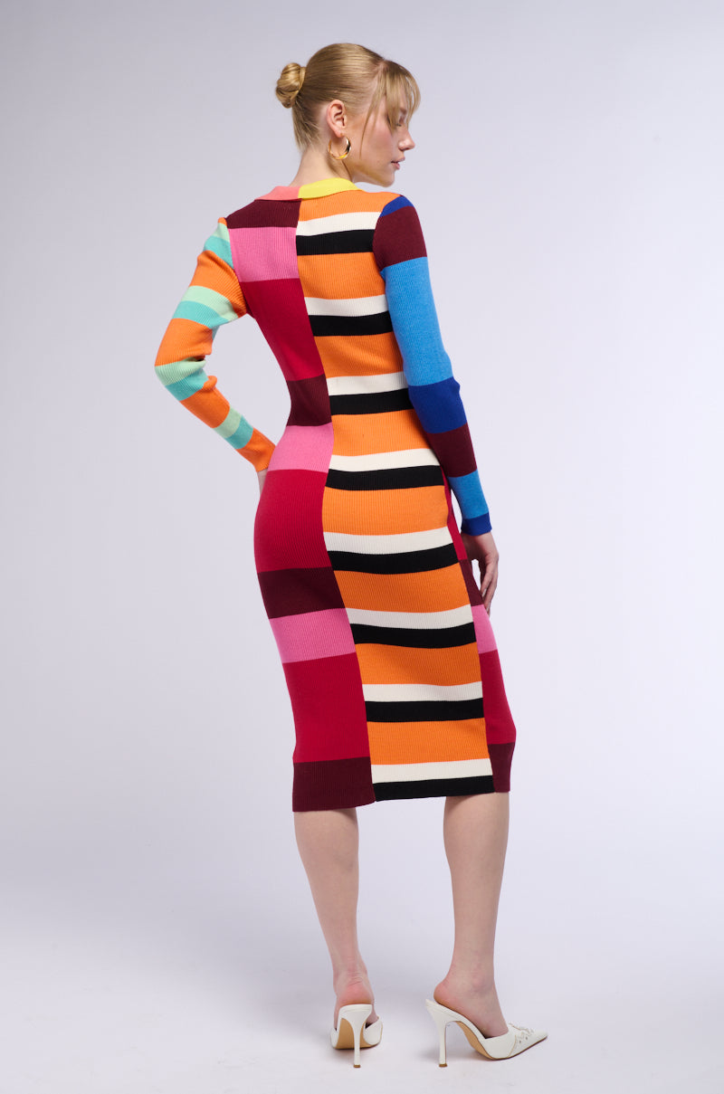 Full View The Main Attraction Color Blocked Midi Dress view 13