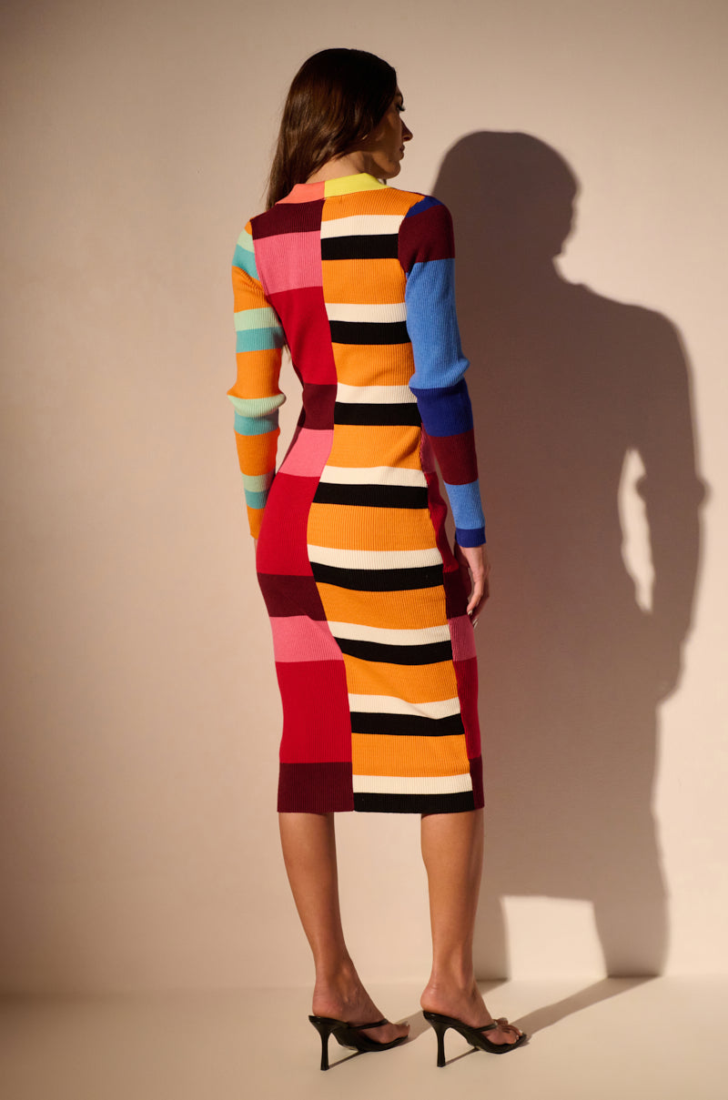 Full View The Main Attraction Color Blocked Midi Dress view 7