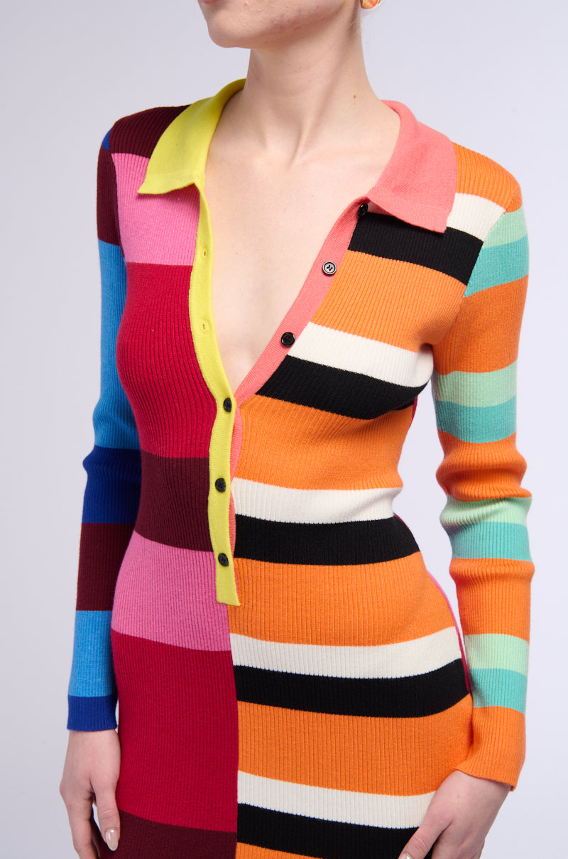 Extra View The Main Attraction Color Blocked Midi Dress