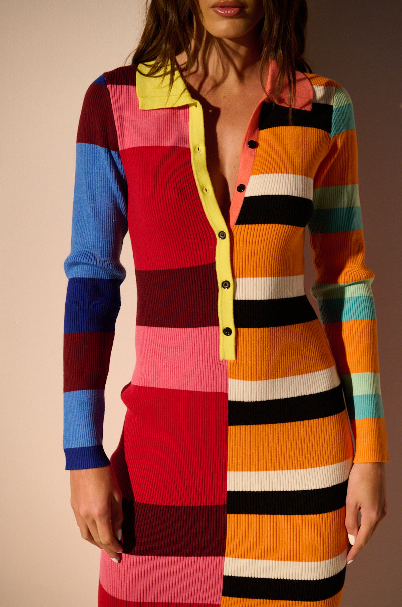 Extra View The Main Attraction Color Blocked Midi Dress