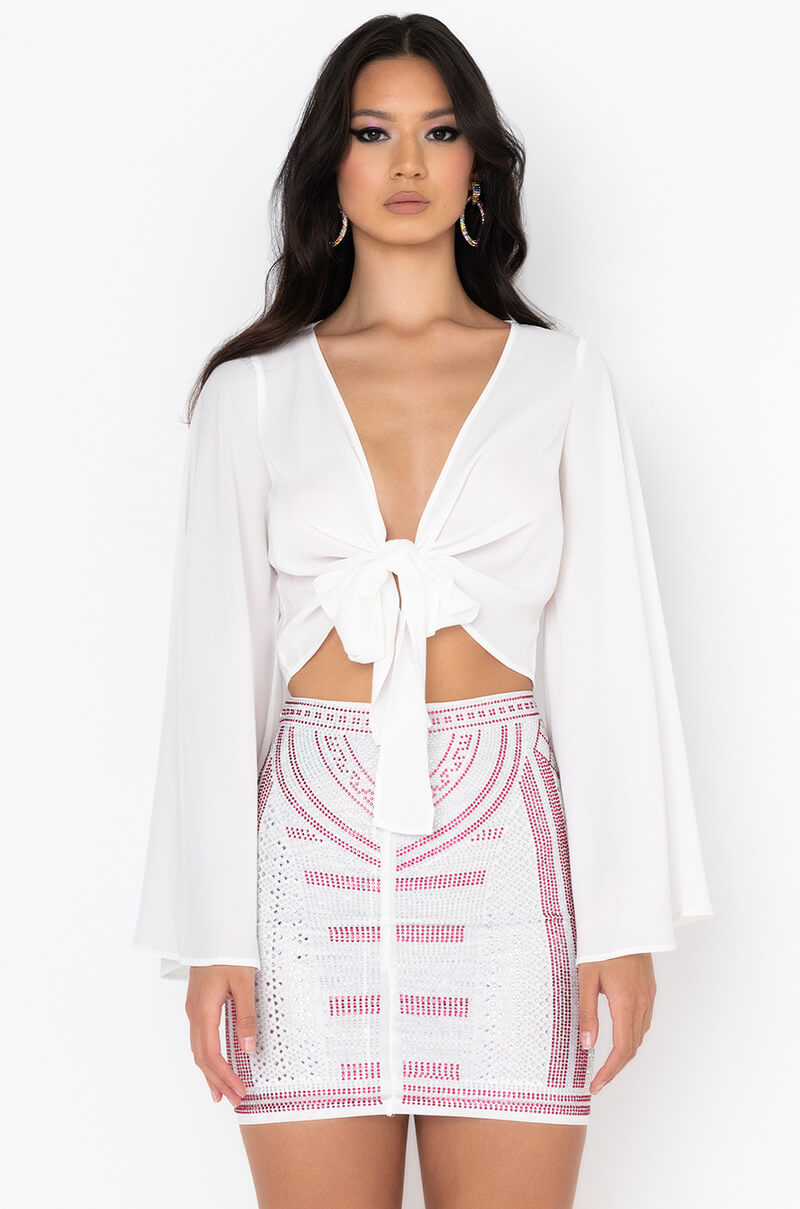 Back View The One And Only Satin Tie Front Butterfly Blouse