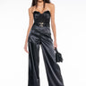 Front View The One And Only Wide Leg Strapless Jumpsuit With Attached Belt