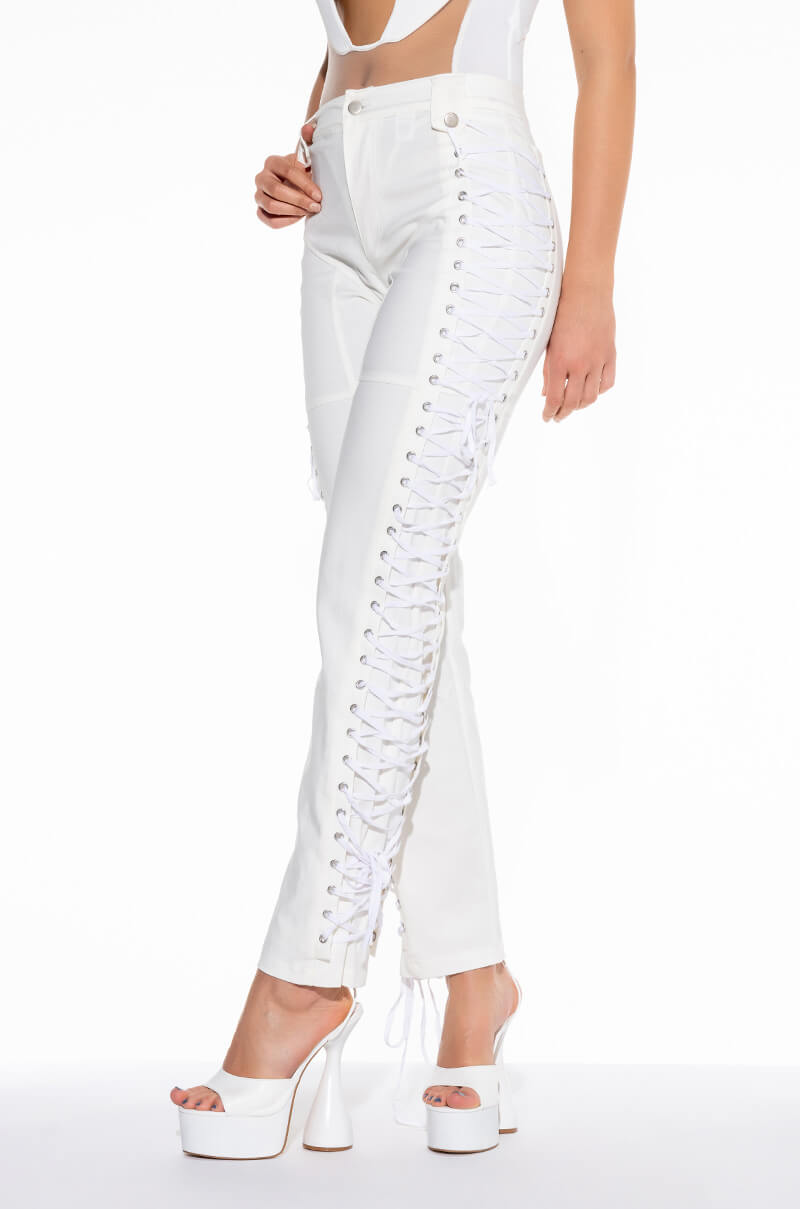 Front View The Riders Side Lace Up Pants
