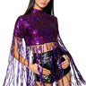 Front View The Spotlight Sequin Fringe Mock Neck Top