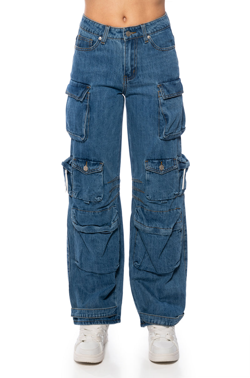 Back View The Ultimate Denim Cargo Pant