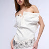 Front View The Way I Want Off Shoulder Denim Top In White