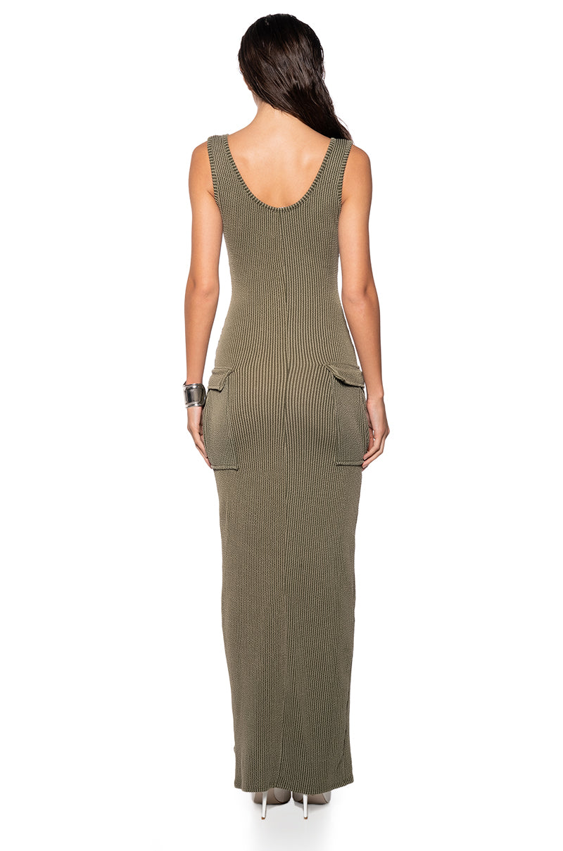 Back View The Weekend Choice Cargo Maxi Dress