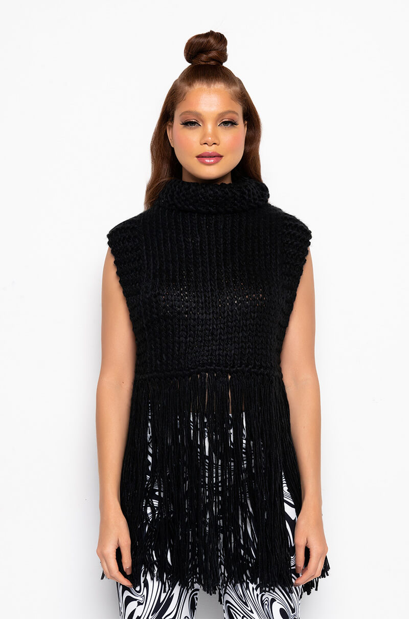 Detail View Thea Fringe Sleeveless Sweater
