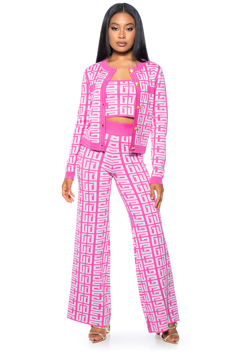 Back View There She Is Knit Wide Leg High Waist Pant