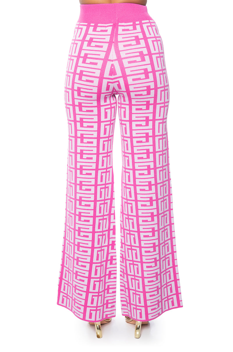 Extra View There She Is Knit Wide Leg High Waist Pant