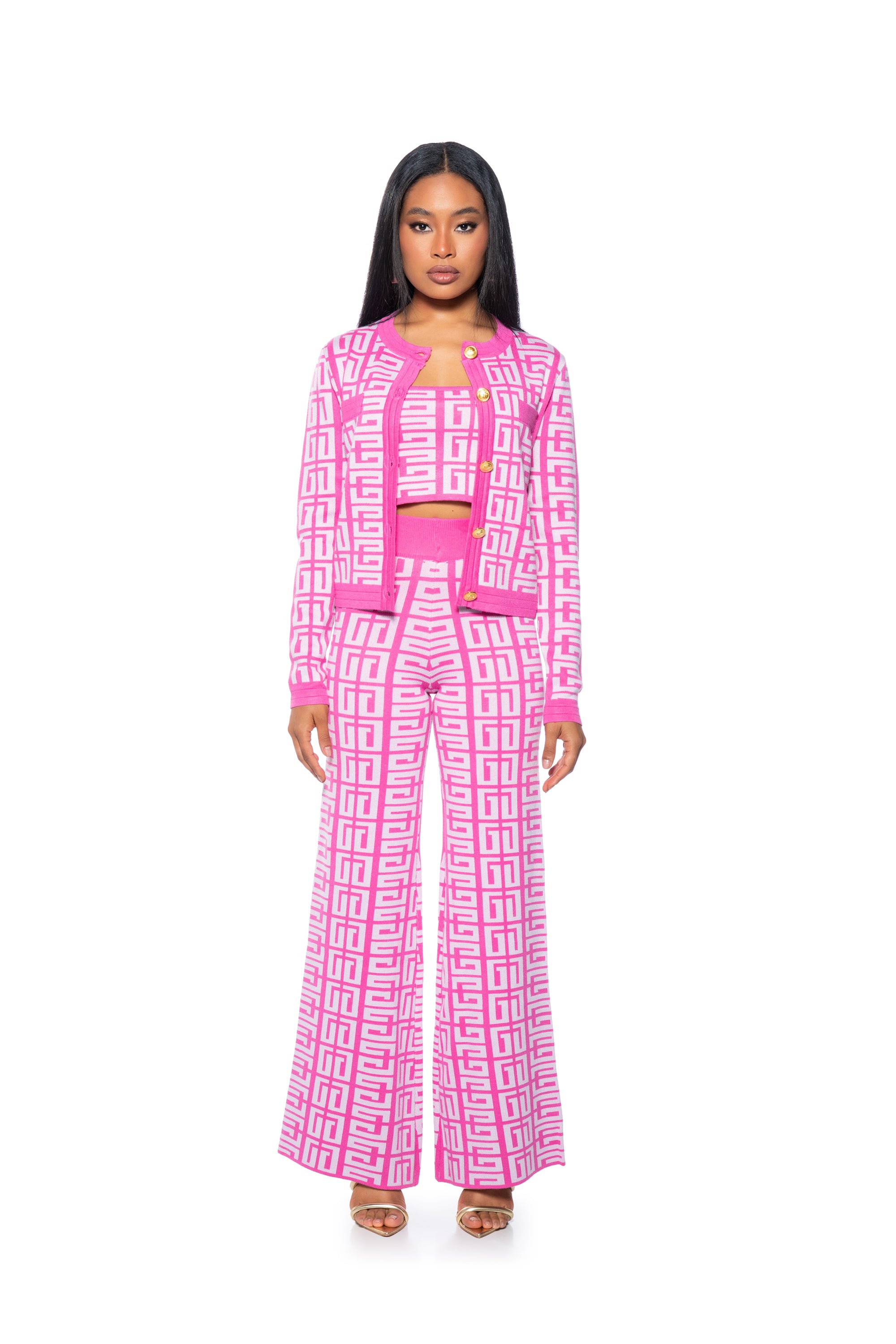 Extra View There She Is Knit Wide Leg High Waist Pant