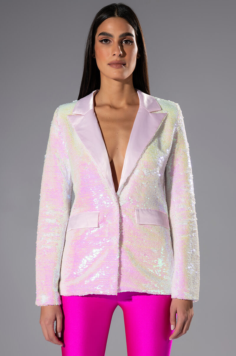 Front View This Is For The Bday Girl Sequin Blazer 0
