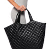 Front View Thorne Quilted Pu Tote Bag In Black