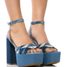 Front View Thrilled Chunky Platform Sandal In Denim