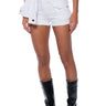 Front View Tie Me Up Frayed Denim Shorts