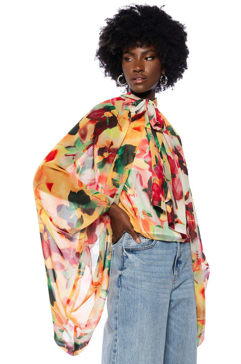 Front View Tie The Knot Floral Blouse