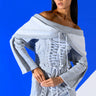 Front View Tied Up In Love Off Shoulder Corset Sweatshirt Dress