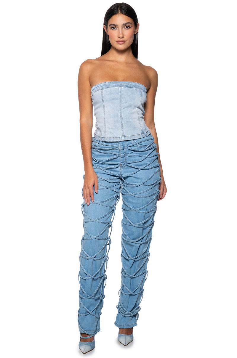 Side View Tied Up Relaxed Fit Jeans