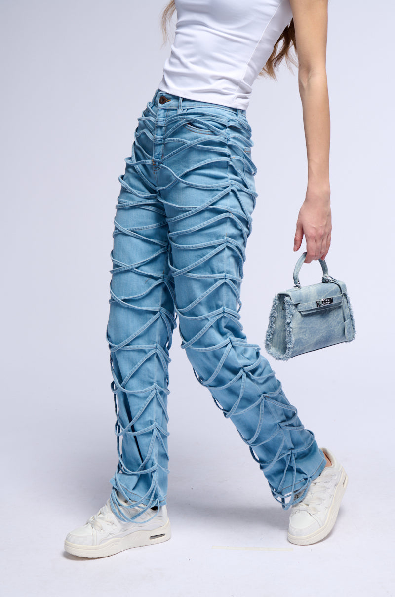 Side View Tied Up Relaxed Fit Jeans