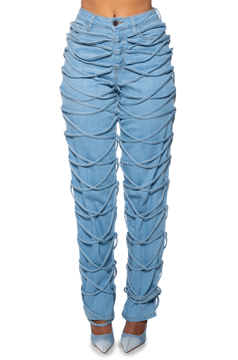 Back View Tied Up Relaxed Fit Jeans