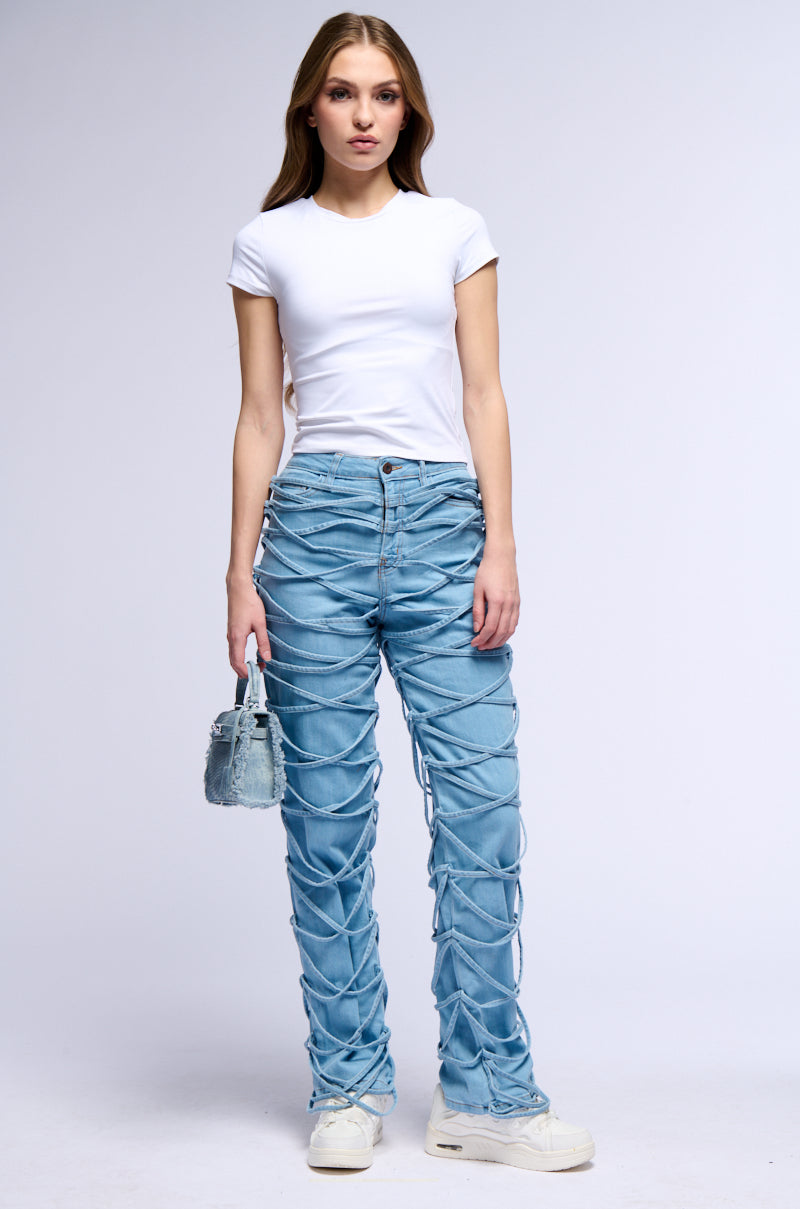 Back View Tied Up Relaxed Fit Jeans