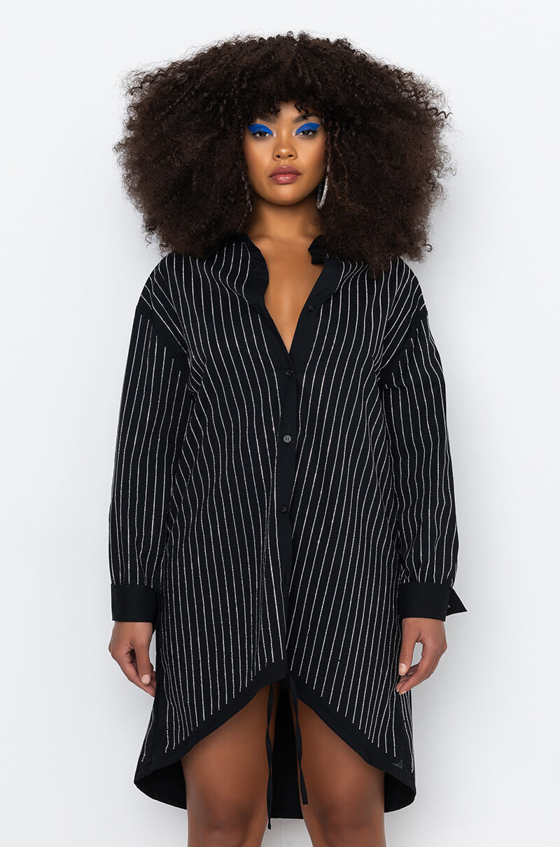 Front View Till The Song Ends Stone Print Shirt Dress