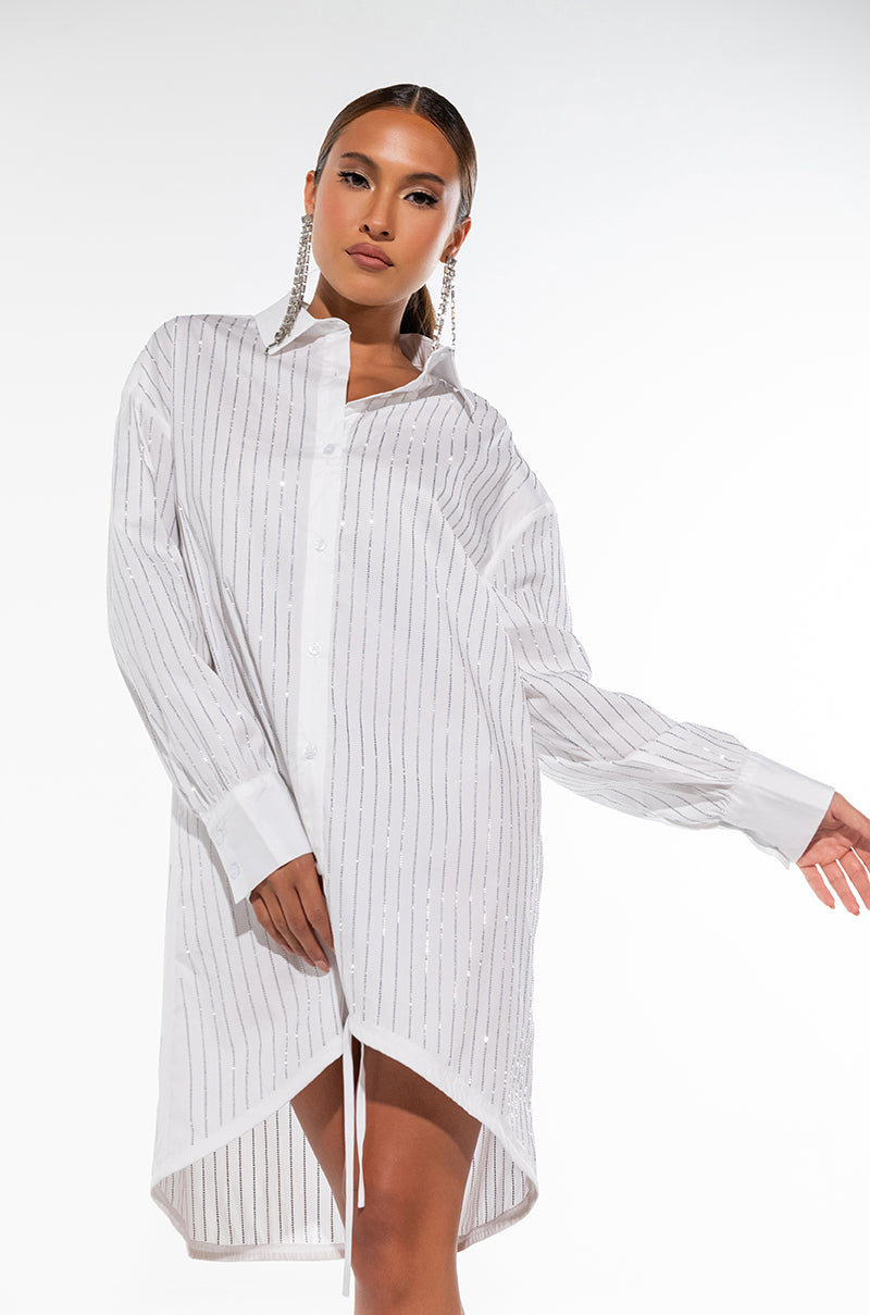 Front View Till The Song Ends Stone Print Shirt Dress