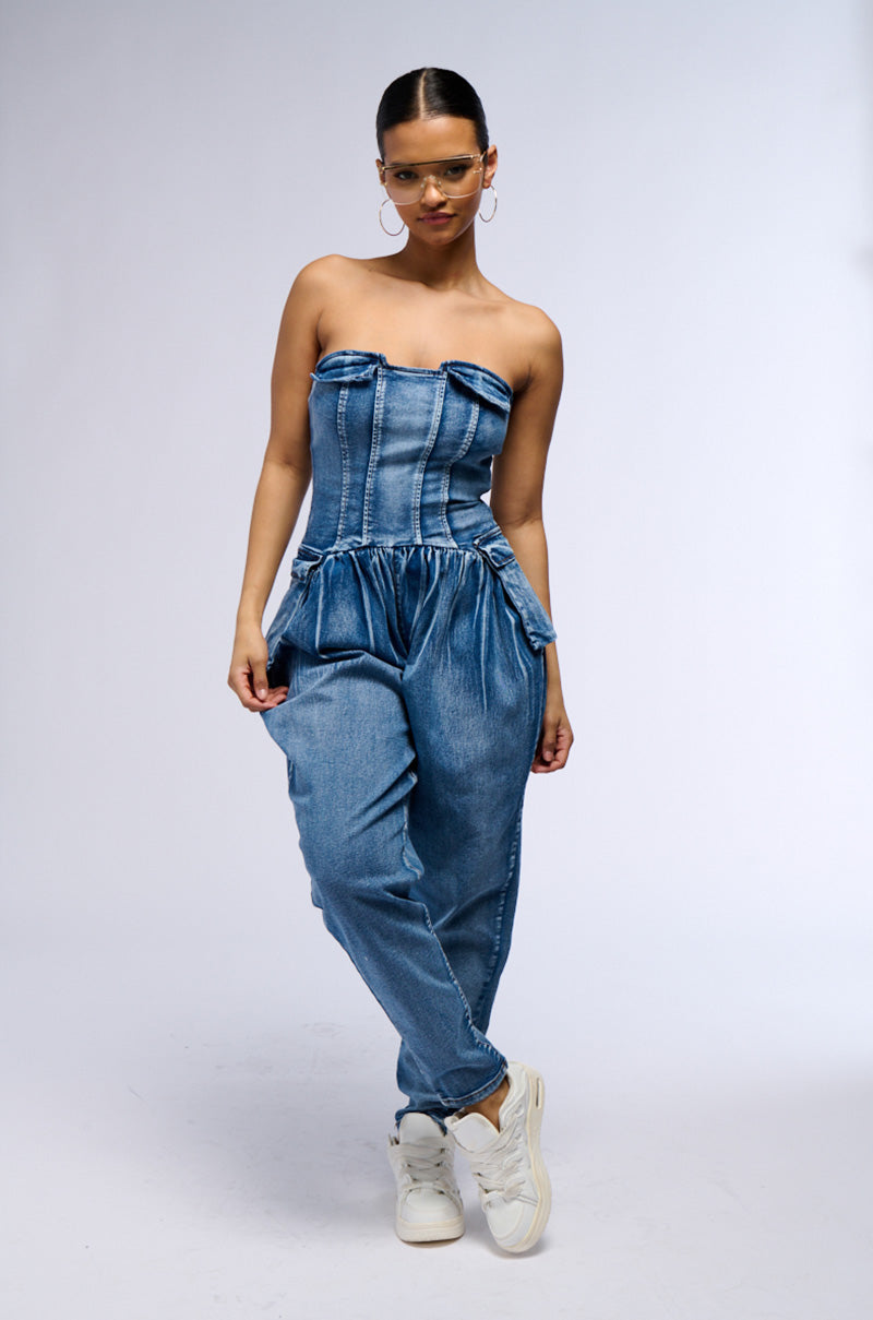 Side View Till We Meet Again Denim Jumpsuit