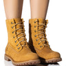 Front View Timberland Authentics Teddy Fleece Fold-down Boot In Wheat