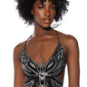 Front View Time To Fly Sequin Butterfly Top In Black