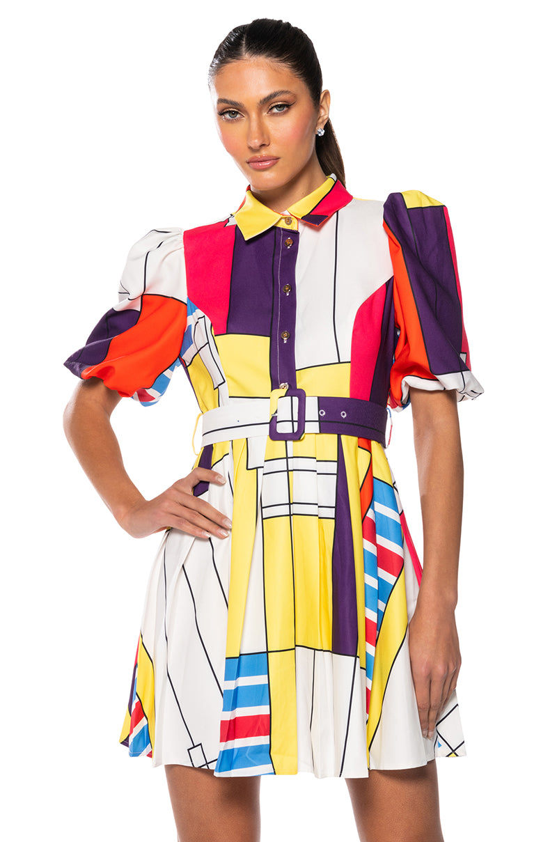 Front View Time With You Belted Mini Dress