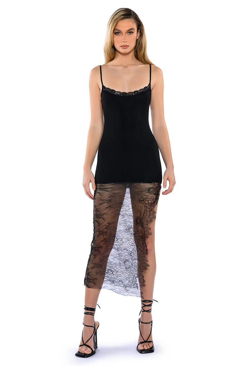 Side View Tina Lace Detail Maxi Dress