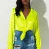 Front View Tiny Favor Crop Top in Neon Yellow