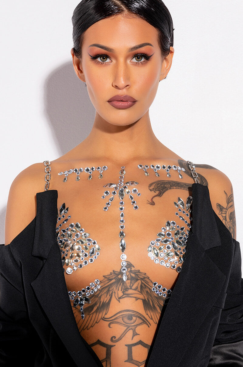 Front View Titsy Over The Top Gem Nipple Stickers