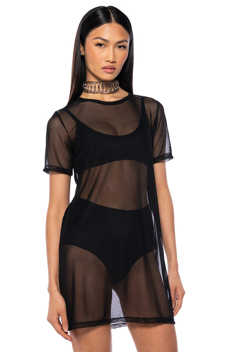 Front View To Be Transparent Mesh Tshirt