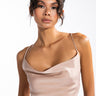 Front View To The Chateau Cropped Open Back Cowl Neck Tank Top