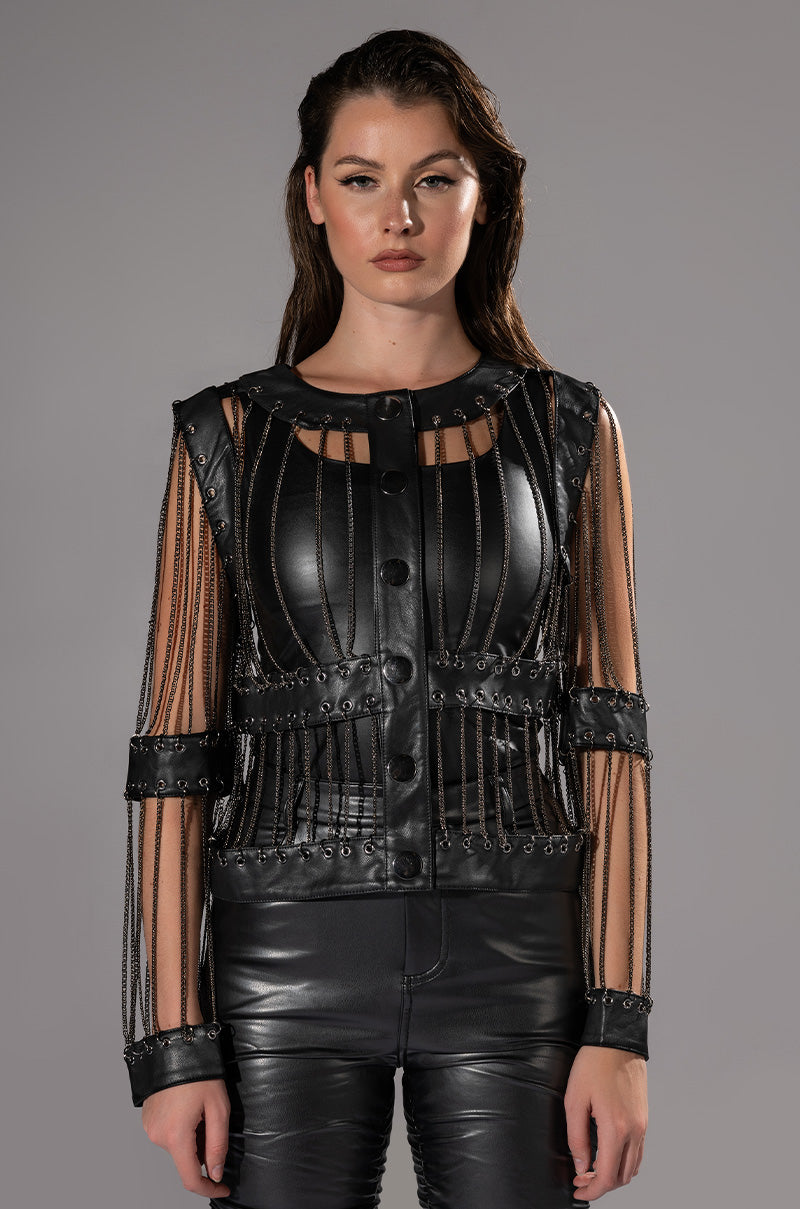 Front View Together Again Chain Link Jacket